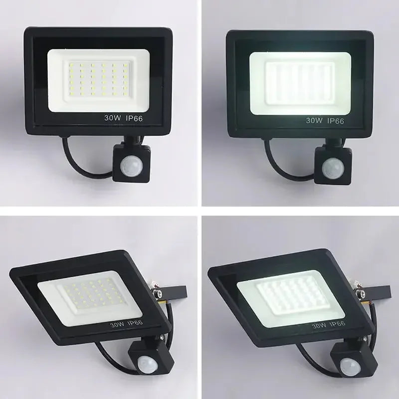 LED Floodlights 100W 50W 30W 20W 10W PIR Motion Sensor IP66 Waterproof LED 220V Hanging Exterior Outdoor Wall Lamp Spotlight - Confia