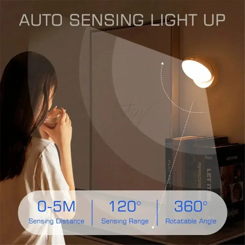 Motion Sensor Night Light for Home with USB Charging Battery Rechargeable Wireless Magnetic Self Adhesive LED Lamp for Wardrobe, Cabinet, Cupboard, Kitchen, Bedroom, Stairs - Confia