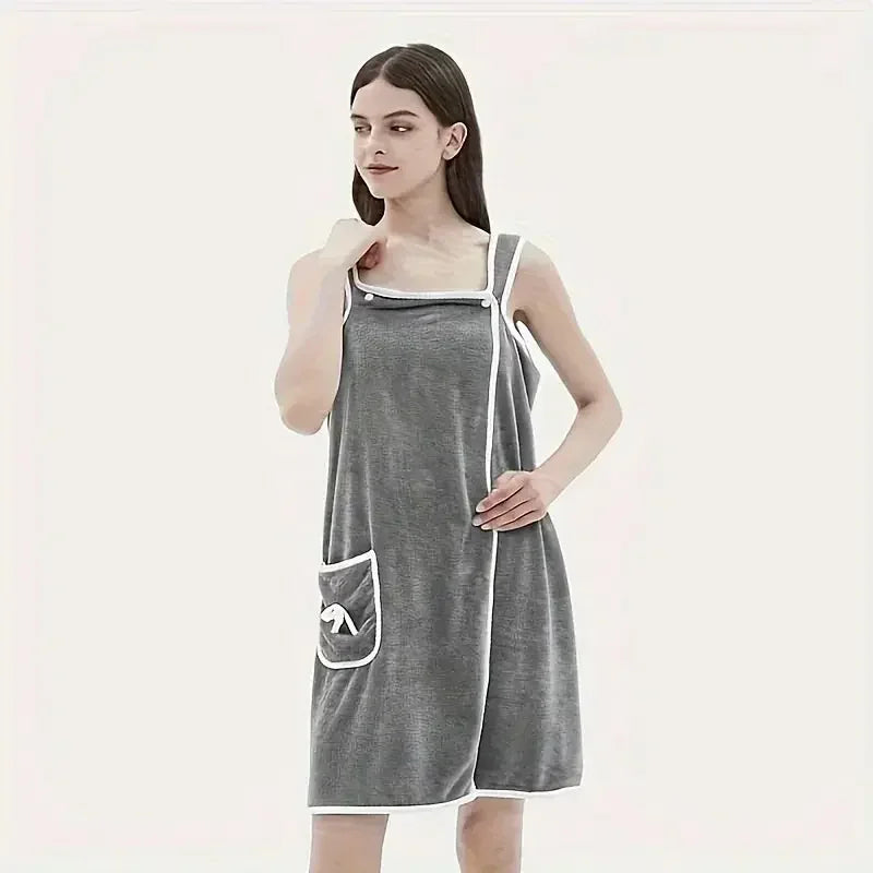Microfiber Bathing Wearable Magic Towel Bath Towel Beach and Spa Bathrobe Bathroom Towel Dress with Straps for Girls & Women Absorb Water | Washable Bathrobe - Confia - reusablefoodstoragebags confia