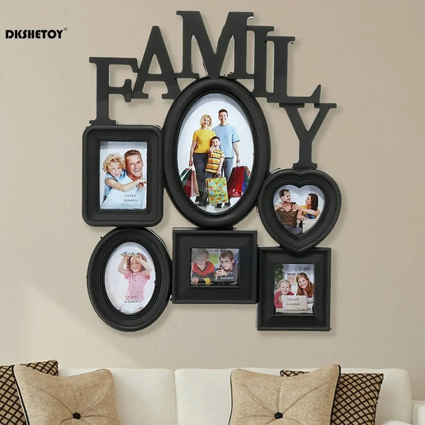 6 Pictures Family Photo Frames Wall Decor Wall Mount Photo Frame Home Room Ornament for Families and Friends Gifts 31X38cm - Confia