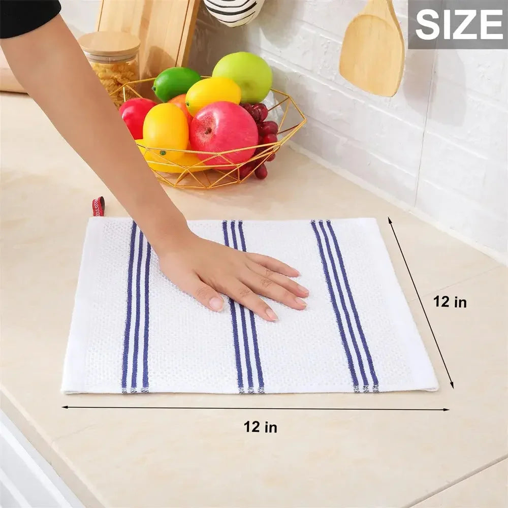 Kitinjoy 4/6pcs Cotton Towel For Kitchen Waffle Weave Stripe Kitchen Towel Absorbent Dishcloth Soft Drying Home Cleaning Cloths - Confia - reusablefoodstoragebags confia