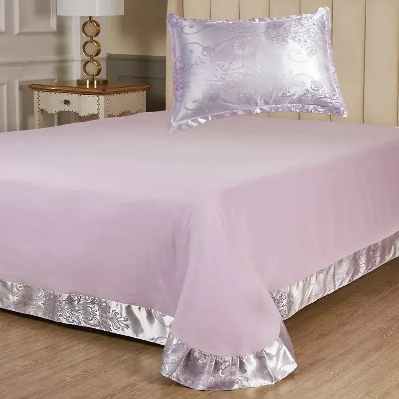 2-3 PCS Satin Jacquard Bed Decor Set 1or2 PillowCover 1 Sheet 180*230/240*250cm, PillowCover 48*74cm Shrinkagefree Fade Resist - Confia - reusablefoodstoragebags confia