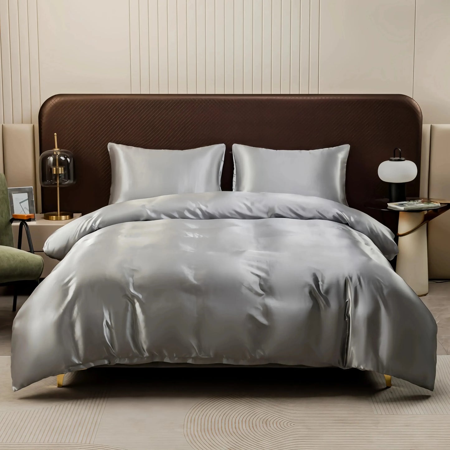 Satin Surface Duvet Cover Colored Bedding Set Queen Size Quilt Cover High Quality Skin-Friendly Fabric Bedding No Sheet - Confia - reusablefoodstoragebags confia