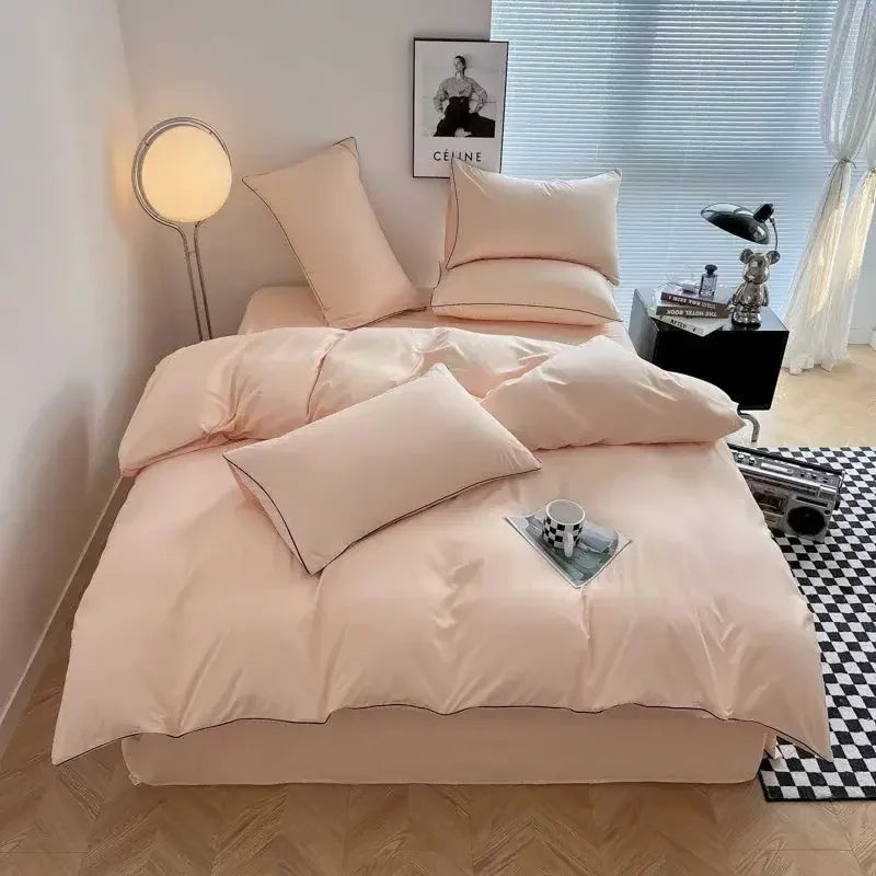Plain Solid Black Double bedsheet Made with Pure Microfiber Single Color Bedsheet for Double Bed with 2 Pillow Cover Single/Queen/King Bed Cover Full Set Plain Bedding - Confia - reusablefoodstoragebags confia