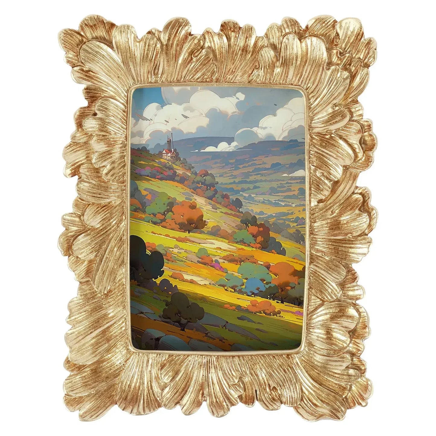 Picture Frame Antique Leaf Embossment Photo Frame with Protection Glass Vintage Decorative Frames Perfect for Home Decor, Unique Gift Idea, Durable, Birthday, Wedding, Return Gift - Confia