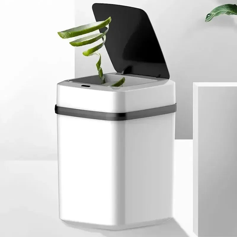 Automatic Sensor Dustbin with Slow Descent & One-Touch Operation | 12 Litres, Silent, Odor Seal, Waterproof Bin for Kitchen, Bathroom & Bedroom | Hands Free, Stylish & Plastic - Confia - reusablefoodstoragebags confia