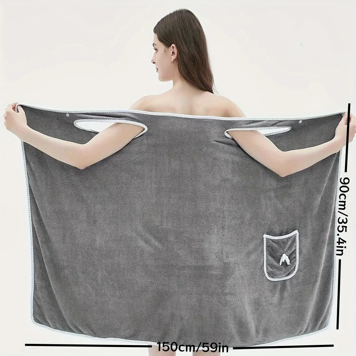 Microfiber Bathing Wearable Magic Towel Bath Towel Beach and Spa Bathrobe Bathroom Towel Dress with Straps for Girls & Women Absorb Water | Washable Bathrobe - Confia - reusablefoodstoragebags confia