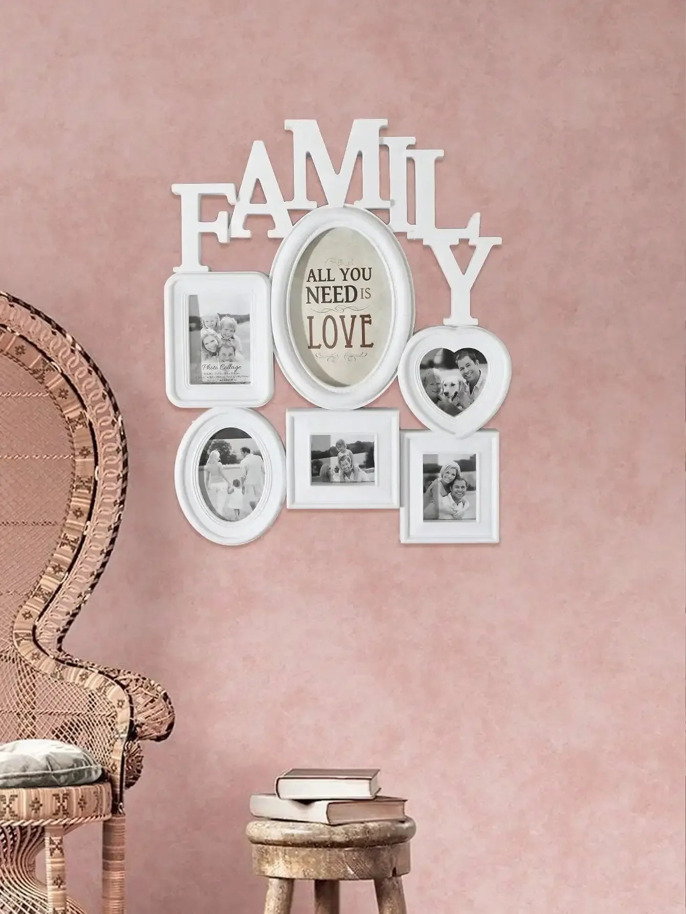 1pc Family Photo Frame Combination Wall Hanging Photo Wall, Wooden Multiple Images Collage Photo Frame For Wall Decor - Confia