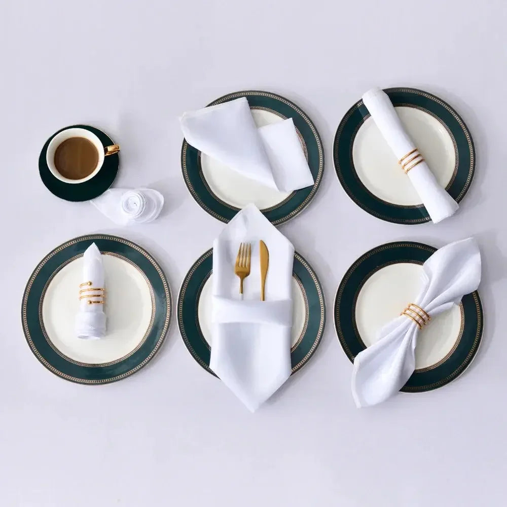 12Pcs 30*30cm Square Satin Table Napkin | Hotel Serving Table Napkins | Washable Handkerchief | Wedding Birthday Banquet Decoration - Confia - reusablefoodstoragebags confia