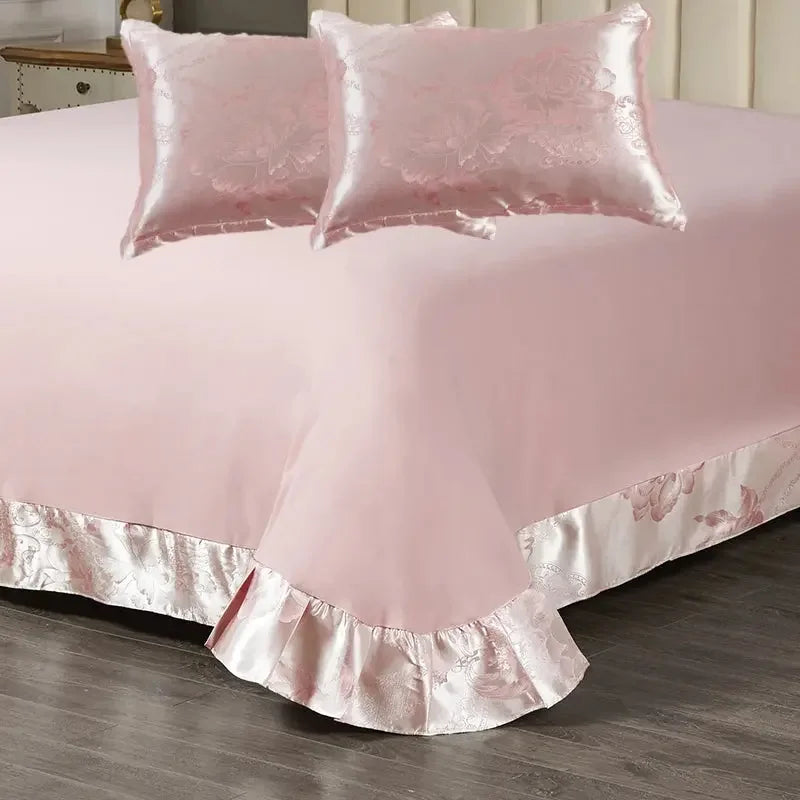 2-3 PCS Satin Jacquard Bed Decor Set 1or2 PillowCover 1 Sheet 180*230/240*250cm, PillowCover 48*74cm Shrinkagefree Fade Resist - Confia - reusablefoodstoragebags confia