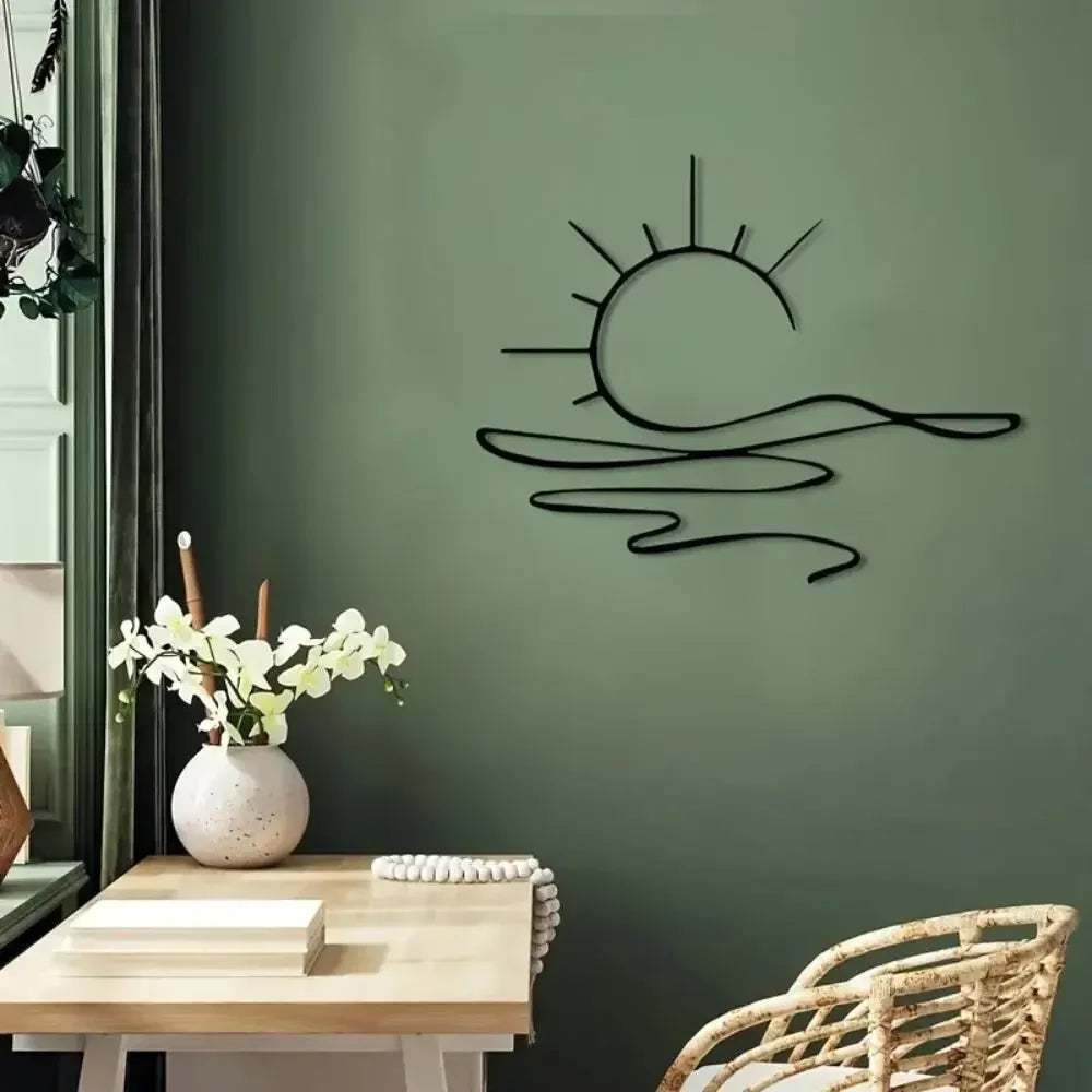Sunrise & Art Chic, Minimalist Iron Wall Decor For Modern Home Aesthetics | Metal Wall Art | Housewarming Gifts | Wedding Gifts - Confia