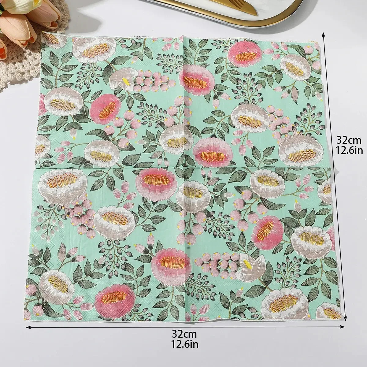 Flower Paper Napkins | Table Decorations | Art Decoupage Napkin | Disposable Birthday Party Serviettes - Confia - reusablefoodstoragebags confia