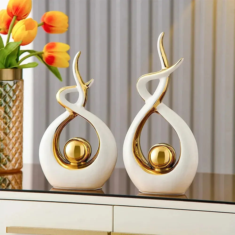 Abstract Ceramic Statue Modern Luxury Living Room Home Decor Accessories Office Decoration Desk Souvenirs Crafts Gifts - Confia