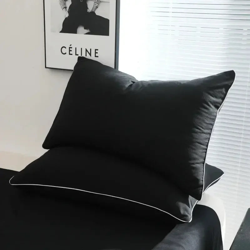 Plain Solid Black Double bedsheet Made with Pure Microfiber Single Color Bedsheet for Double Bed with 2 Pillow Cover Single/Queen/King Bed Cover Full Set Plain Bedding - Confia - reusablefoodstoragebags confia