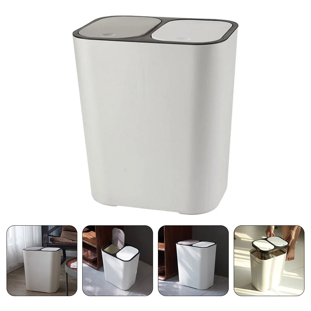 Kitchen Trash Can with Lid Household Classified with dual compartment Garbage Basket (15l ) Bin Home Wastebasket Bins