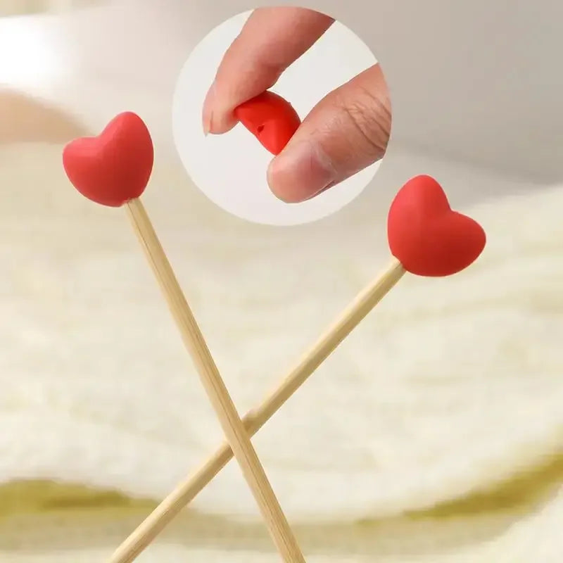 Knitting Needle Point Protectors Point Needle Stoppers Heart Shaped Stitches Stoppers Cute Small Needle Caps Crochet Knitting - Confia