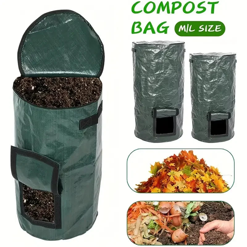 1 Pack, 34 Gallons Reusable Yard Waste Bags with Lid Extra Large Lawn Leaf Bags Heavy Duty Garden Waste Bags Container for Clean Up Outdoor Debris Leaves Grass Clippings