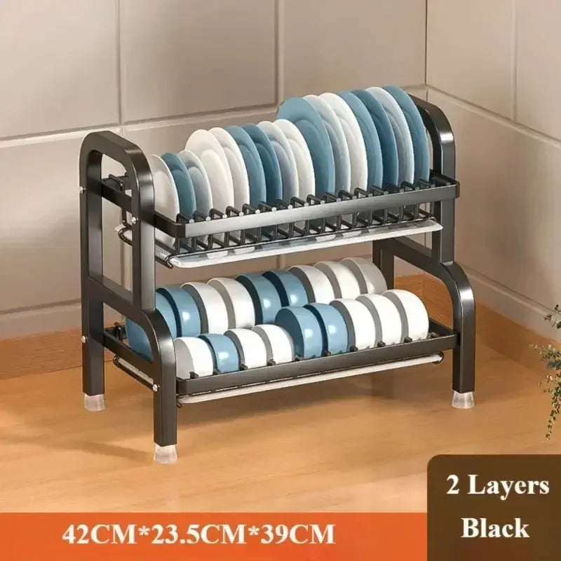 Simple Trending Dish Rack for Kitchen Counter, large Capacity Dish Rack with Utensil Holder, Cutting Board Holder, Drain Board Tray for Kitchen Counter Storage - Confia - reusablefoodstoragebags confia