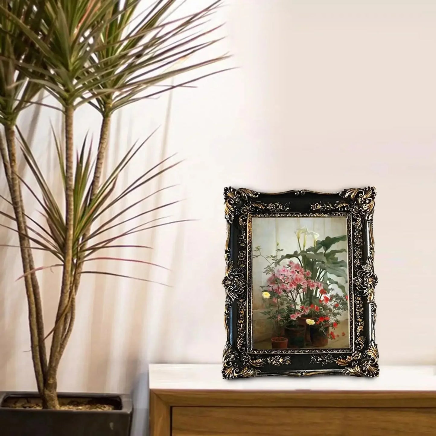 Resin Photo Frame 5x7 Tabletop and Wood Carving Antique Photo Frame for Wall Decorating Gifting Home Décor - Confia