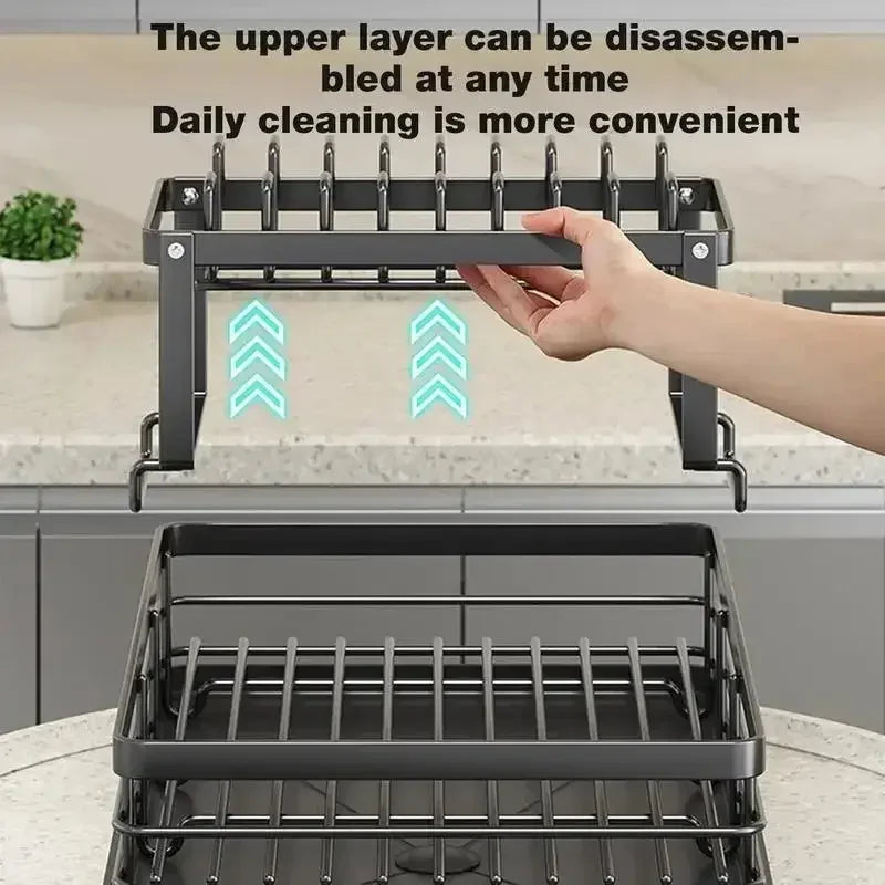 Simple Trending Dish Rack for Kitchen Counter, Large Capacity Dish Rack with Utensil Holder, Cutting Board Holder, Drain Board Tray for Kitchen Counter Storage - Confia - reusablefoodstoragebags confia