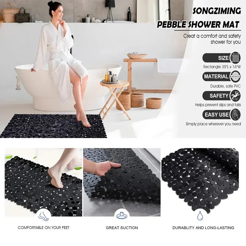 Bathroom Mat Bathtub Bath Mat PVC Large Bathtub Safety Shower Non-slip Bath Mats With Suction Cups Floor Mat - Confia - reusablefoodstoragebags confia
