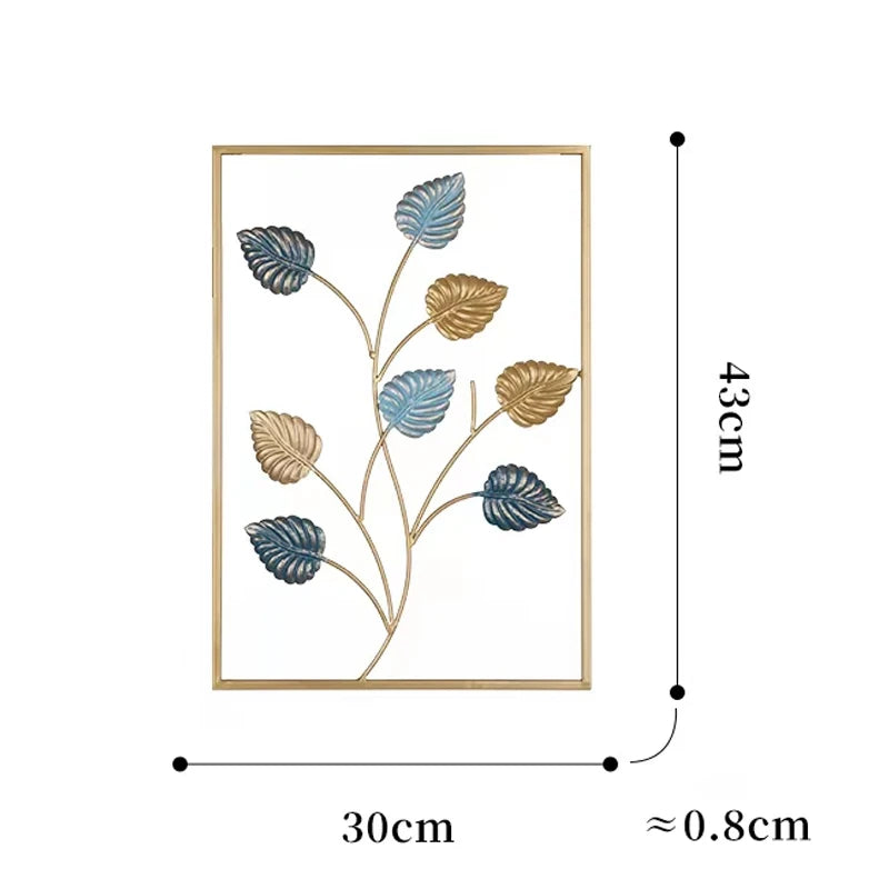 Metal Leaf Iron Wall Hanging Decor Palm Maple Leaves Plant Ginkgo Nordic Wall Pendant Mural Living Room Bedroom Home Decoration