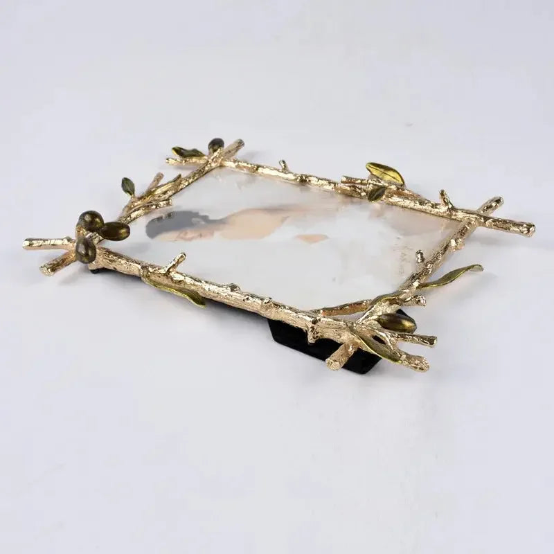 Metal Picture Frame Golden Olive Olive Branch Border Photo Frame Photo Display Background Wall Decoration Accessories - Confia