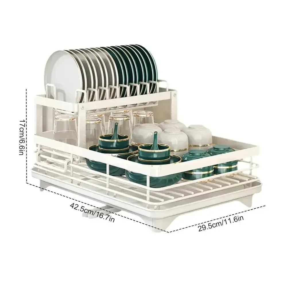 Simple Trending Dish Rack for Kitchen Counter, Large Capacity Dish Rack with Utensil Holder, Cutting Board Holder, Drain Board Tray for Kitchen Counter Storage - Confia - reusablefoodstoragebags confia