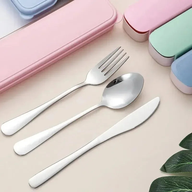 Stainless Steel Silver Cutlery Set For Dinning Table 3 Pieces Premium Silverware Set Flatware Set with Gift Box Dinnerware Tableware Set Portable Travel Cutlery Set Gift - Confia