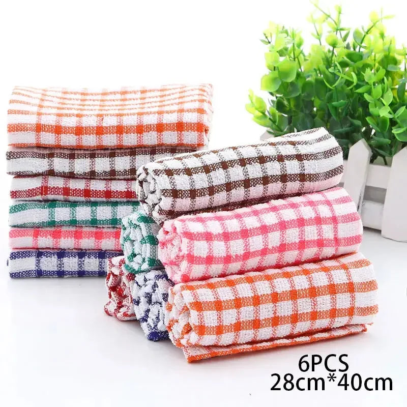 6PCS Cotton Kitchen Towel Absorbent Clean Dish Towels Kichen Cleaning Supplies - Confia - reusablefoodstoragebags confia