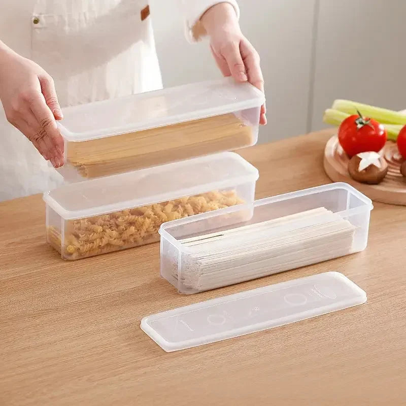 4 Pcs Long Rectangular Food Storage Containers, Plastic Reusable Refrigerator Organizer Boxes Kitchen Accessories - Confia - reusablefoodstoragebags confia
