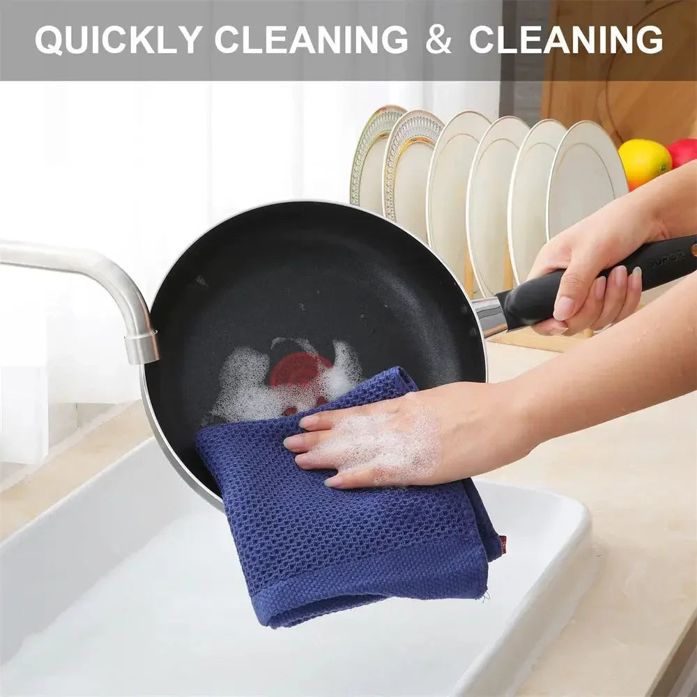 Kitinjoy 4/6pcs Cotton Towel For Kitchen Waffle Weave Stripe Kitchen Towel Absorbent Dishcloth Soft Drying Home Cleaning Cloths - Confia - reusablefoodstoragebags confia
