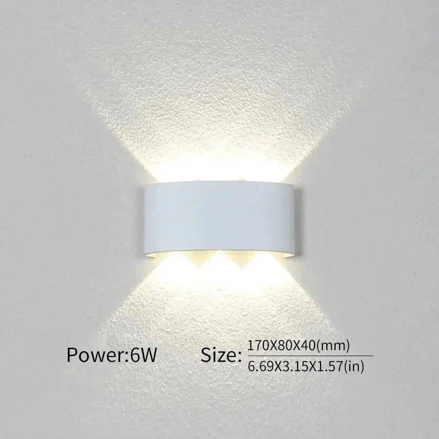 16 Watts Wall Lights 8 Ray Oval Up-Down LED Outdoor Waterproof IP65 Exterior Wall Step Light Fixture Waterproof Lamp (Warm White, Black Body) 16 Watts (8 Way) - Confia