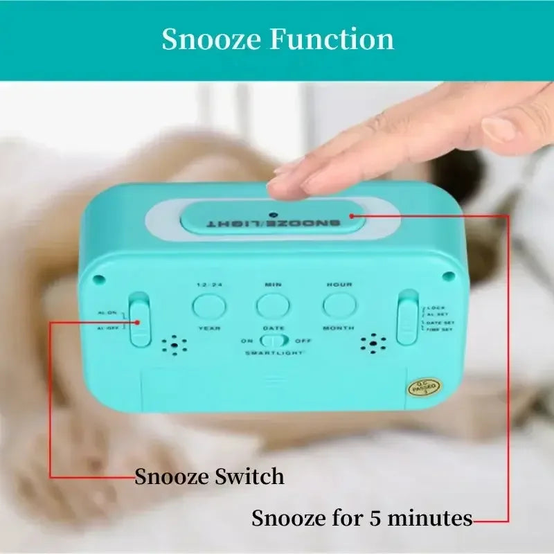 Digital Alarm Clock with Automatic Sensor, Date and Temperature Display, Table Clock for Students, Home, Office, Corporate Use - Confia