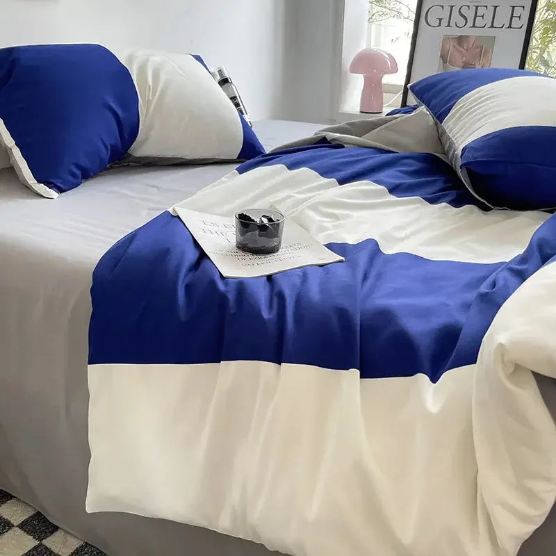Bed Linen Bed Sheets Set Stripes Dots Duvet Cover Set - Confia - reusablefoodstoragebags confia