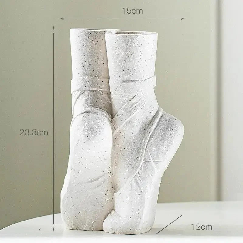 Ceramic Nordic Art Vase, Ballet Shoes Dancer Sculpture, Flower Vase, Room Flower Arrangement Crafts, Home Decoration Accessories - Confia