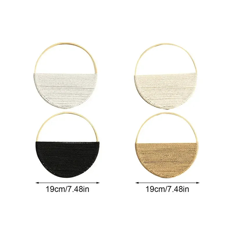 2Pcs Hand Woven Bohemian Wall Hanging Circular Wooden Cotton Rope Wall Decor Art Chic Bedroom Living Room Ideal Tapestries - Confia