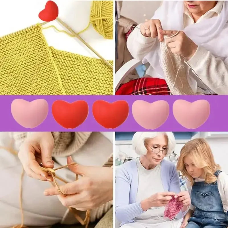 Knitting Needle Point Protectors Point Needle Stoppers Heart Shaped Stitches Stoppers Cute Small Needle Caps Crochet Knitting - Confia