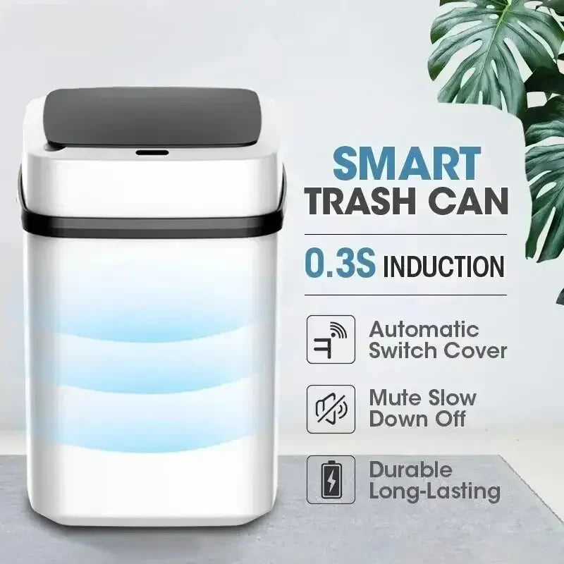 Automatic Sensor Dustbin with Slow Descent & One-Touch Operation | 12 Litres, Silent, Odor Seal, Waterproof Bin for Kitchen, Bathroom & Bedroom | Hands Free, Stylish & Plastic - Confia - reusablefoodstoragebags confia