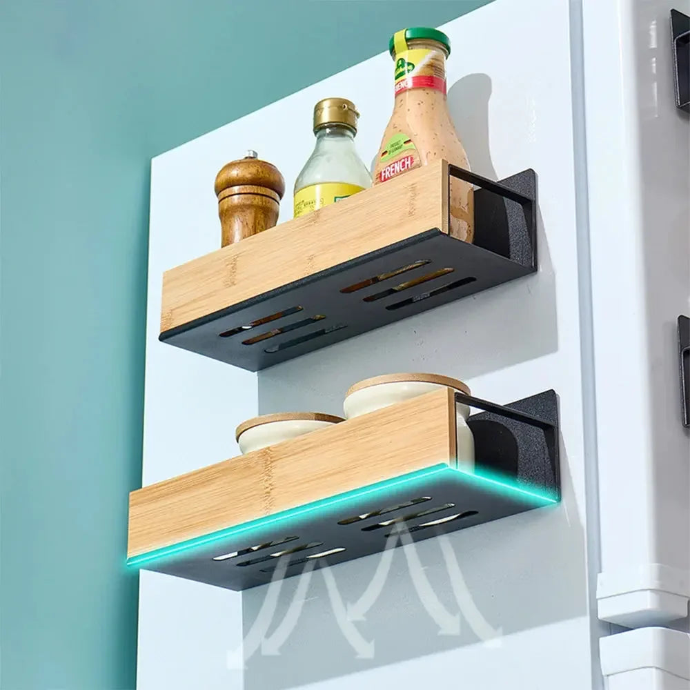 4 Pack Magnetic Spice Storage Rack Organizer for Refrigerator and Oven, Wood Fridge Organizers and Storage - Confia - reusablefoodstoragebags confia