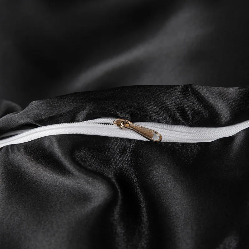 Satin Surface Duvet Cover Colored Bedding Set Queen Size Quilt Cover High Quality Skin-Friendly Fabric Bedding No Sheet