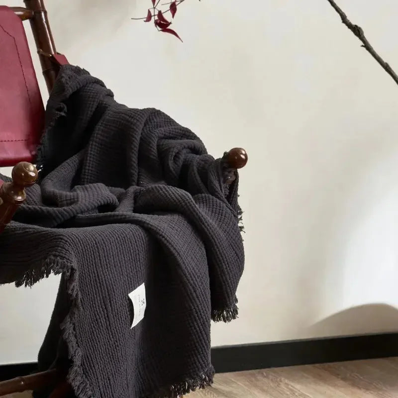 Maillard Cotton Blankets Four Layers Of Gauze Sofa Cover Blanket With Tassel AB Side - Confia - reusablefoodstoragebags confia