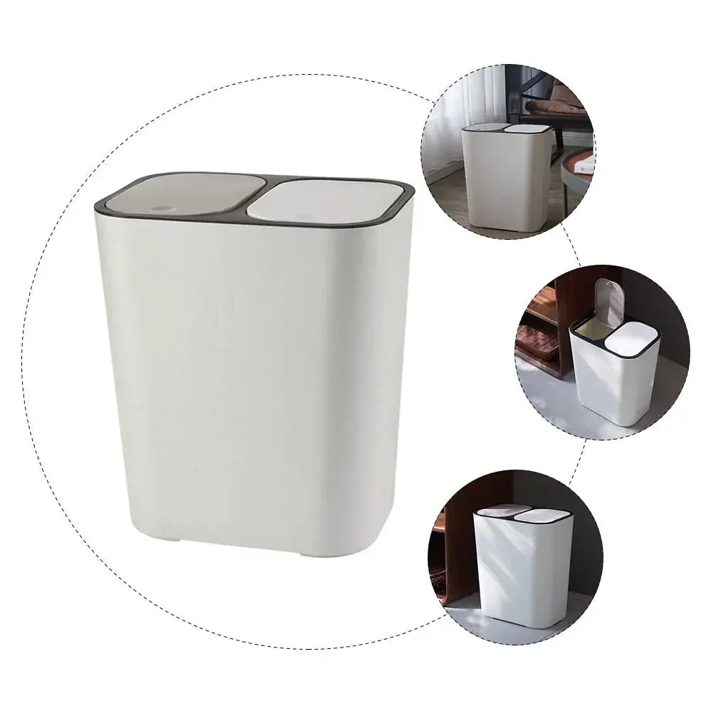 Kitchen Trash Can with Lid Household Classified with dual compartment Garbage Basket (15l ) Bin Home Wastebasket Bins - Confia - reusablefoodstoragebags confia