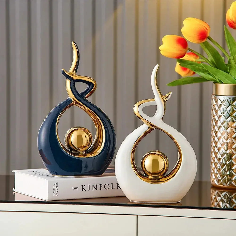 Abstract Ceramic Statue Modern Luxury Living Room Home Decor Accessories Office Decoration Desk Souvenirs Crafts Gifts - Confia