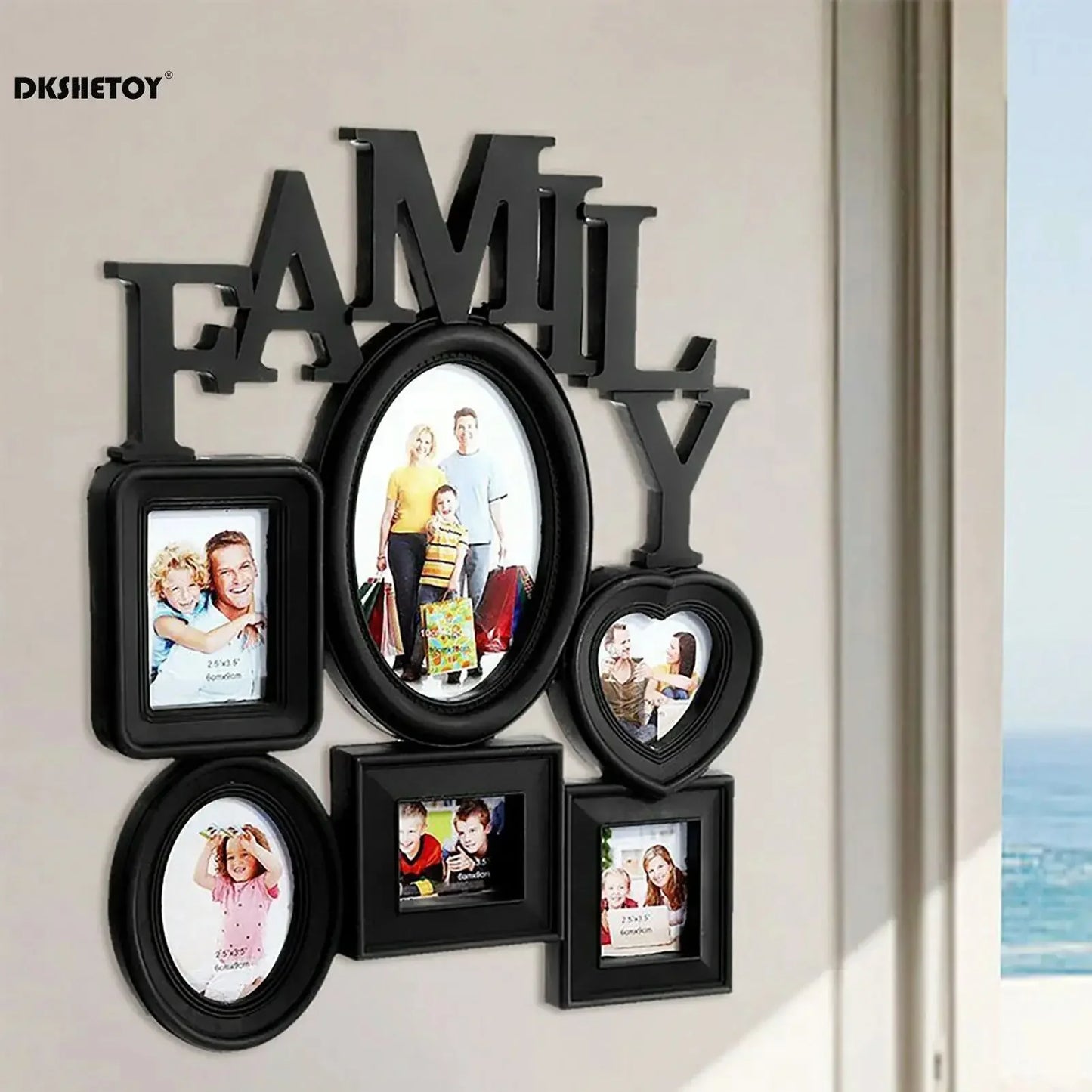 6 Pictures Family Photo Frames Wall Decor Wall Mount Photo Frame Home Room Ornament for Families and Friends Gifts 31X38cm - Confia