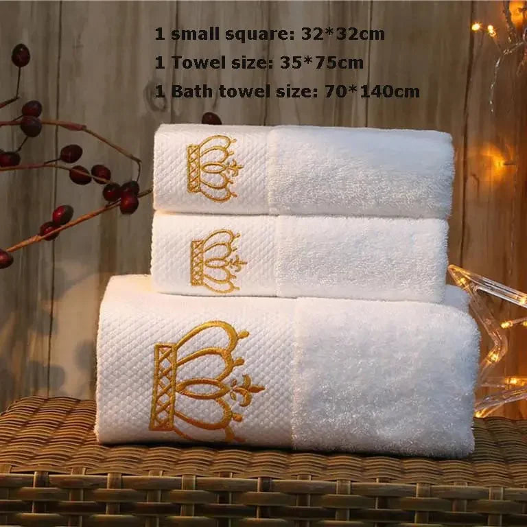 Embroidered Crown White bath towel 5stars Hotel Towels Quick Drying, Highly Absorbent, Great for Gifting - Confia - reusablefoodstoragebags confia