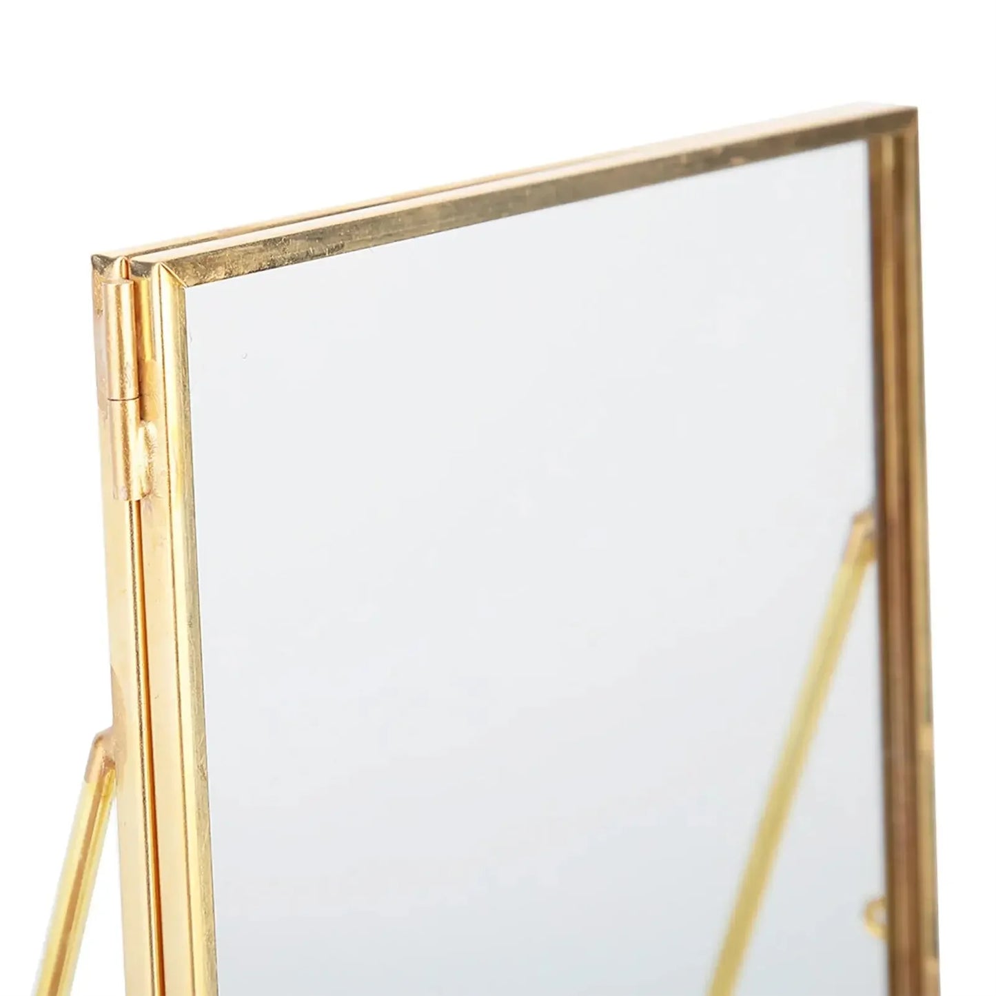 Decorative Glass Photo Frame with Gold Metal Stand, Table Brass double Glass Photo Frame for Dried, pressed Flowers, Floating Frame for Gifting 5x7 inches Tabletop, decorative - Confia