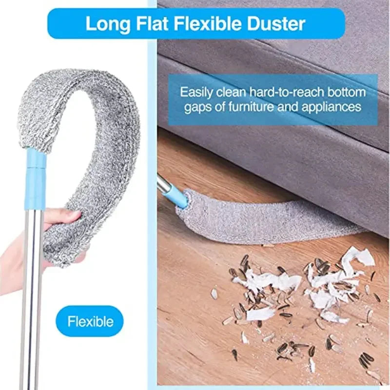 Gap Dust Cleaner Microfiber Duster for Bed Sofa High Ceilings Under Appliance Couch Fridge Furniture Cleaning Washable & Retractable Brush Stainless Steel Extension Adjustable Long Handle Pole - Confia - reusablefoodstoragebags confia