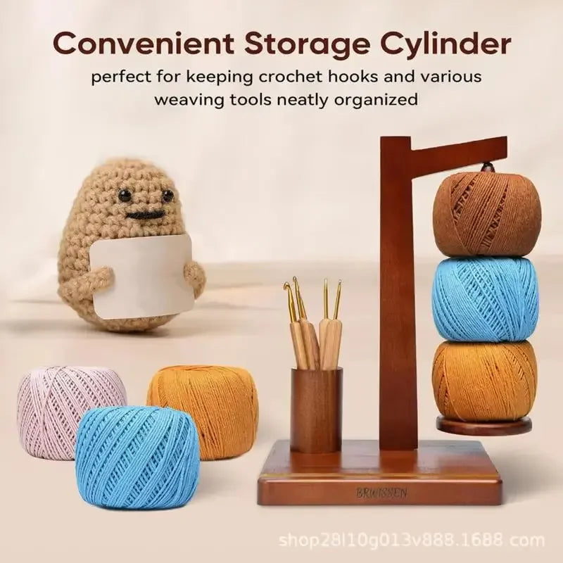 Magnetic Yarn Ball Holder Wooden Thread Spool Wool Ball Winder Rotatable DIY Craft Sewing Knitting Tools for Crochet - Confia