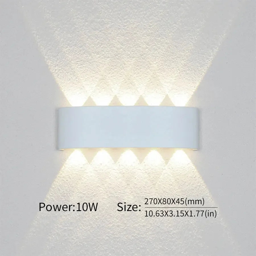 16 Watts Wall Lights 8 Ray Oval Up-Down LED Outdoor Waterproof IP65 Exterior Wall Step Light Fixture Waterproof Lamp (Warm White, Black Body) 16 Watts (8 Way) - Confia